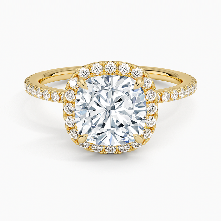 2,50 Karat Cushion Halo Tasarım Tektaş Laboratuvar Pırlanta Yüzük 18K-Celestia - Bold Diamonds