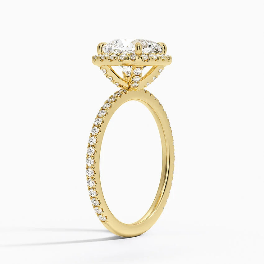 2,50 Karat Cushion Halo Tasarım Tektaş Laboratuvar Pırlanta Yüzük 18K-Celestia - Bold Diamonds
