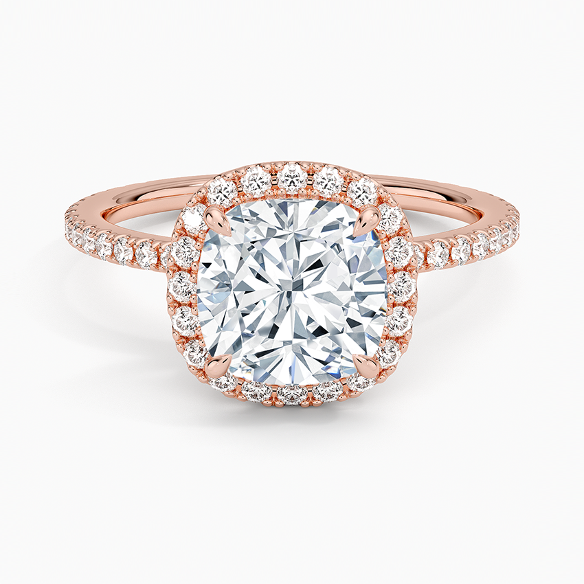 2,50 Karat Cushion Halo Tasarım Tektaş Laboratuvar Pırlanta Yüzük 18K-Celestia - Bold Diamonds