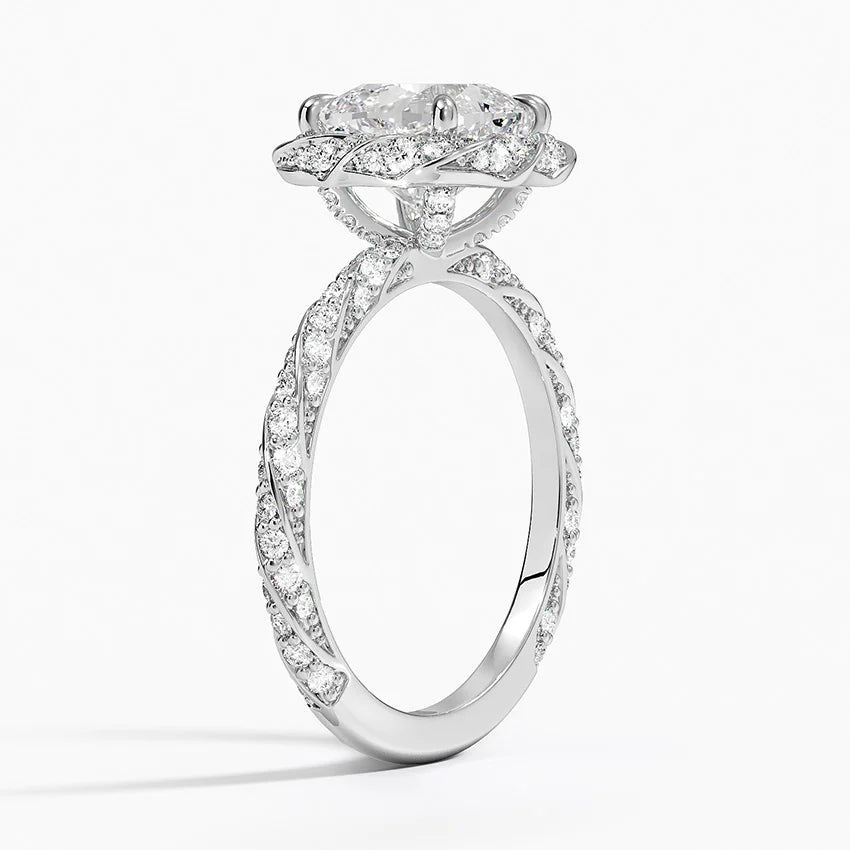 2.50 Karat Cushion Halo Tasarım Tektaş Laboratuvar Pırlanta Yüzük 18k -Elyra - Bold Diamonds