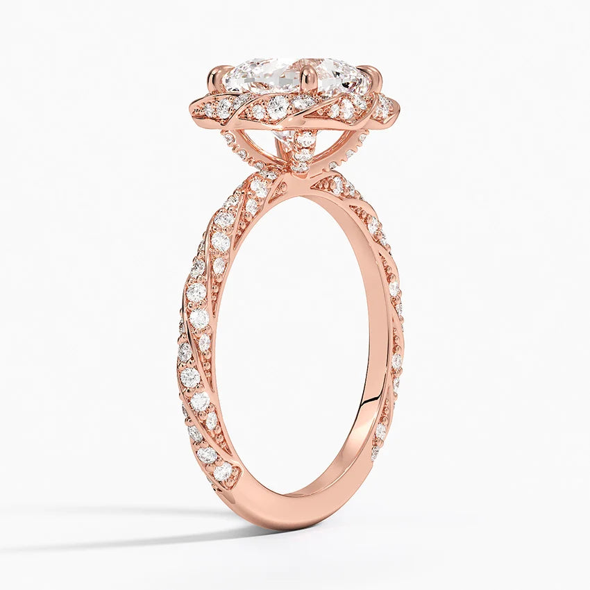 2.50 Karat Cushion Halo Tasarım Tektaş Laboratuvar Pırlanta Yüzük 18k -Elyra - Bold Diamonds