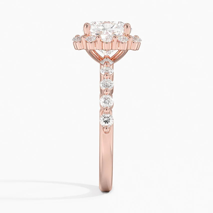 2.50 Karat Cushion Halo Tasarım Tektaş Laboratuvar Pırlanta Yüzük 18K -Mirara - Bold Diamonds