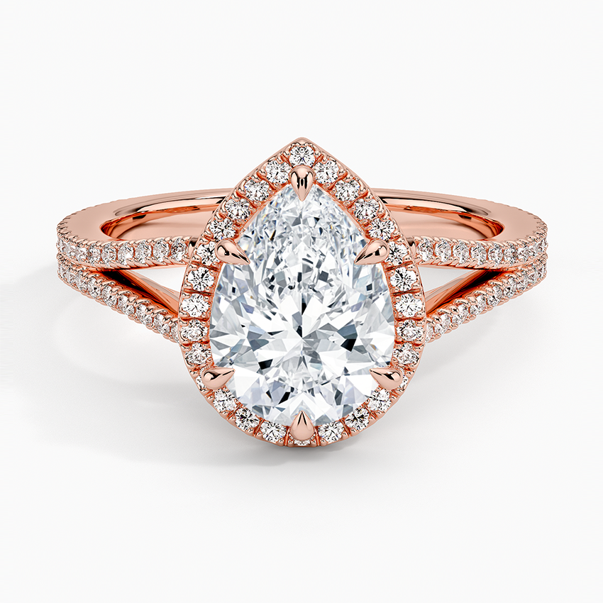 2,50 Karat Damla Halo Tasarım Tektaş Laboratuvar Pırlanta Yüzük 18K - Aurelia - Bold Diamonds