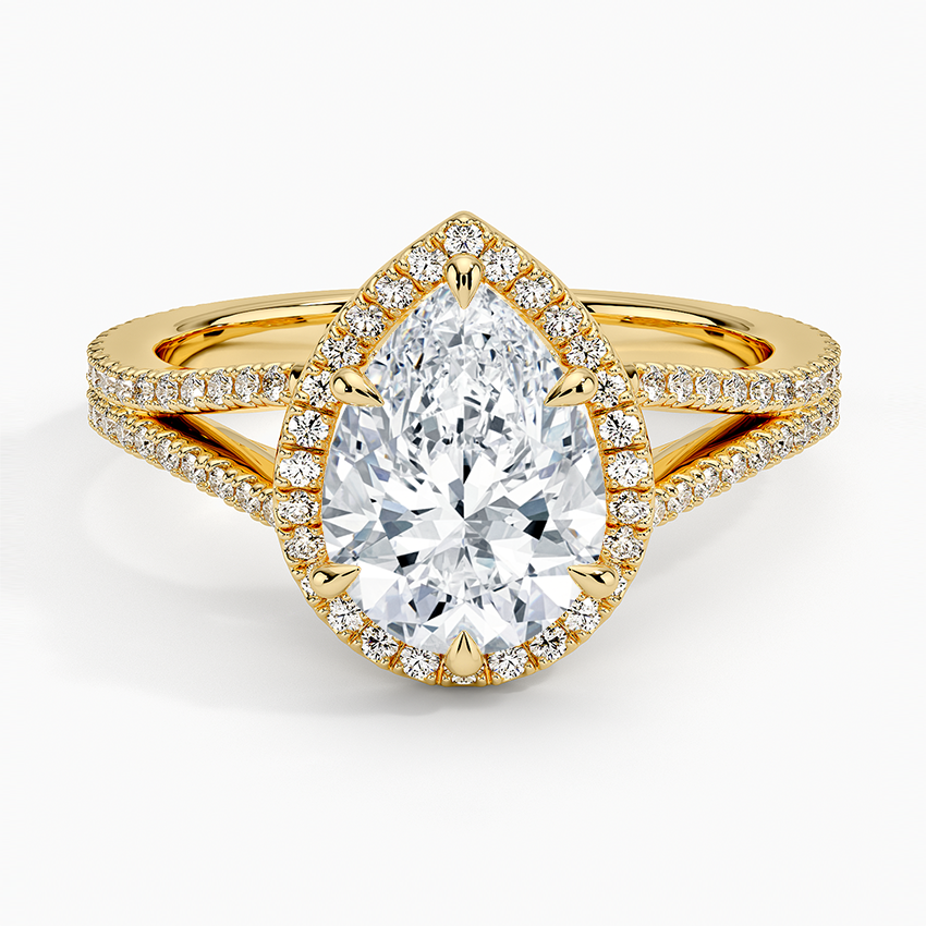 2,50 Karat Damla Halo Tasarım Tektaş Laboratuvar Pırlanta Yüzük 18K - Aurelia - Bold Diamonds