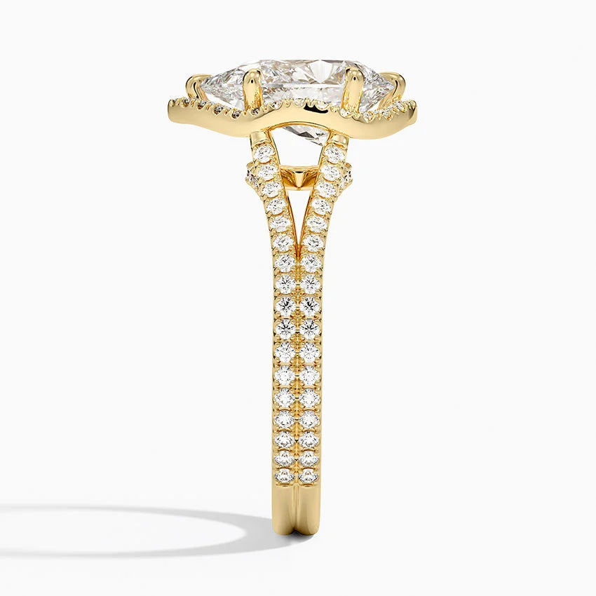 2,50 Karat Damla Halo Tasarım Tektaş Laboratuvar Pırlanta Yüzük 18K - Aurelia - Bold Diamonds