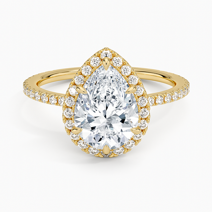 2,50 Karat Damla Halo Tasarım Tektaş Laboratuvar Pırlanta Yüzük 18K - Celestia - Bold Diamonds