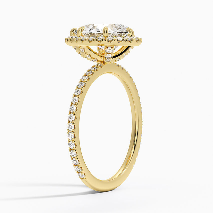 2,50 Karat Damla Halo Tasarım Tektaş Laboratuvar Pırlanta Yüzük 18K - Celestia - Bold Diamonds