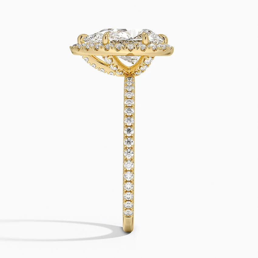 2,50 Karat Damla Halo Tasarım Tektaş Laboratuvar Pırlanta Yüzük 18K - Celestia - Bold Diamonds