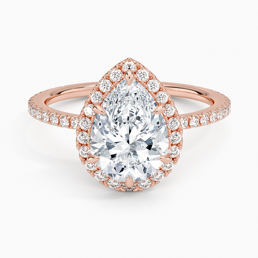 2,50 Karat Damla Halo Tasarım Tektaş Laboratuvar Pırlanta Yüzük 18K - Celestia - Bold Diamonds