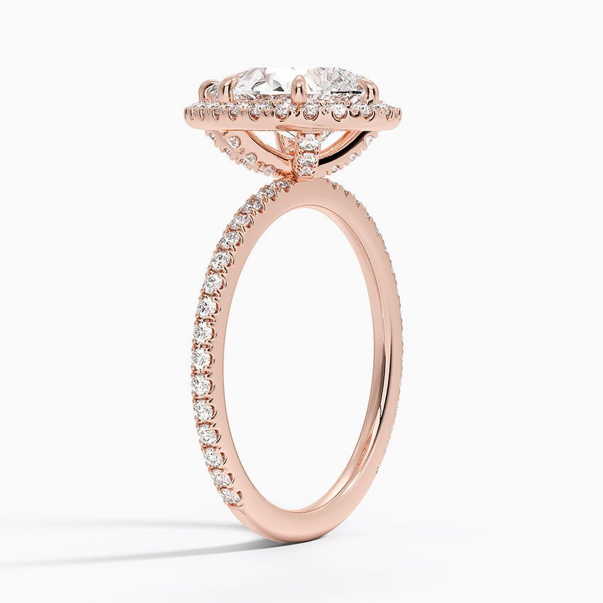 2,50 Karat Damla Halo Tasarım Tektaş Laboratuvar Pırlanta Yüzük 18K - Celestia - Bold Diamonds