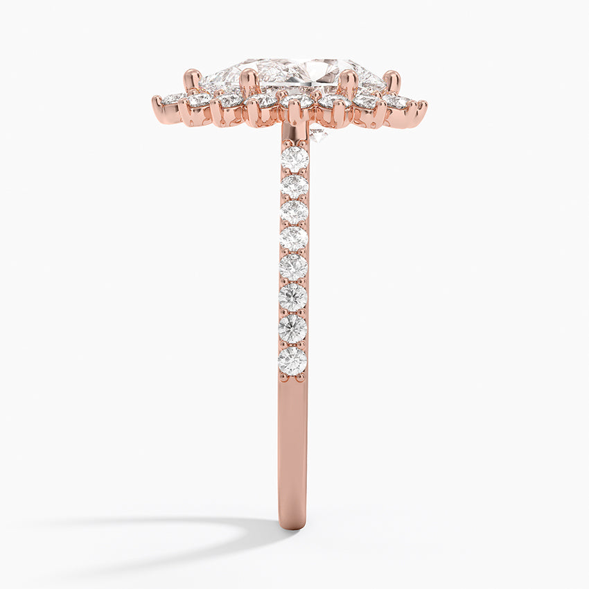 2,50 Karat Damla Halo Tasarım Tektaş Laboratuvar Pırlanta Yüzük 18K -Seraphina - Bold Diamonds