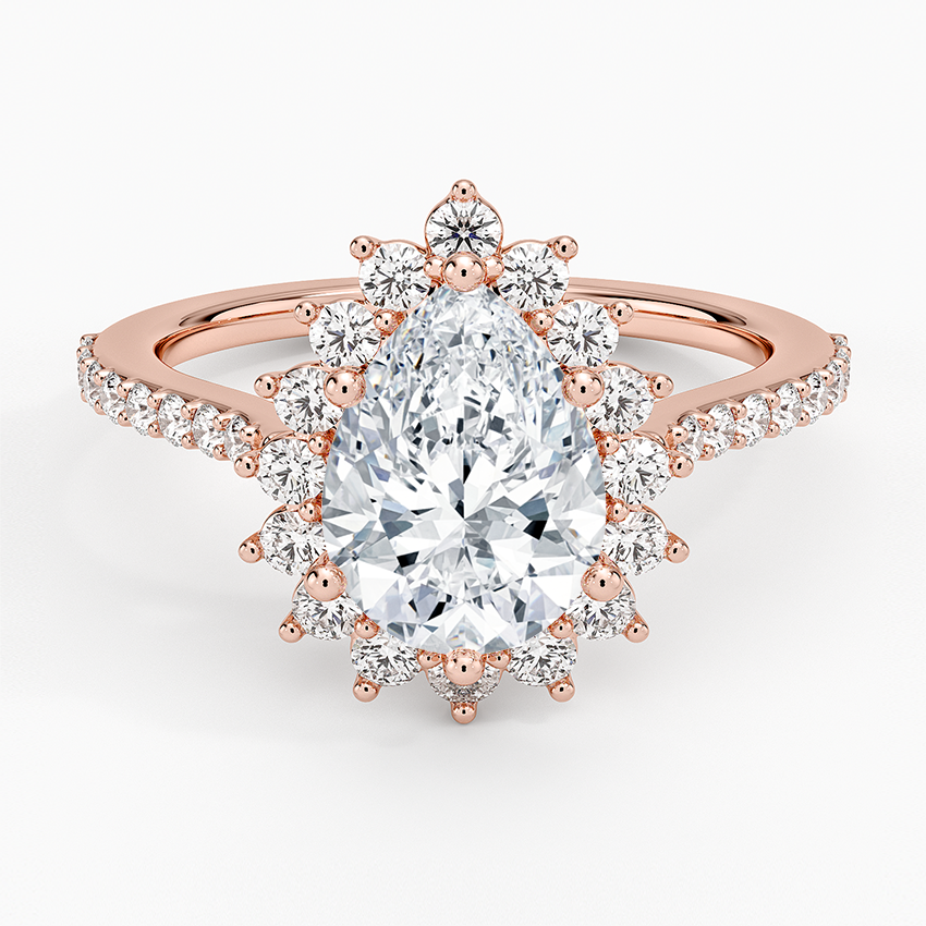 2,50 Karat Damla Halo Tasarım Tektaş Laboratuvar Pırlanta Yüzük 18K -Seraphina - Bold Diamonds
