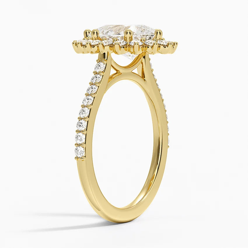 2,50 Karat Damla Halo Tasarım Tektaş Laboratuvar Pırlanta Yüzük 18K -Seraphina - Bold Diamonds