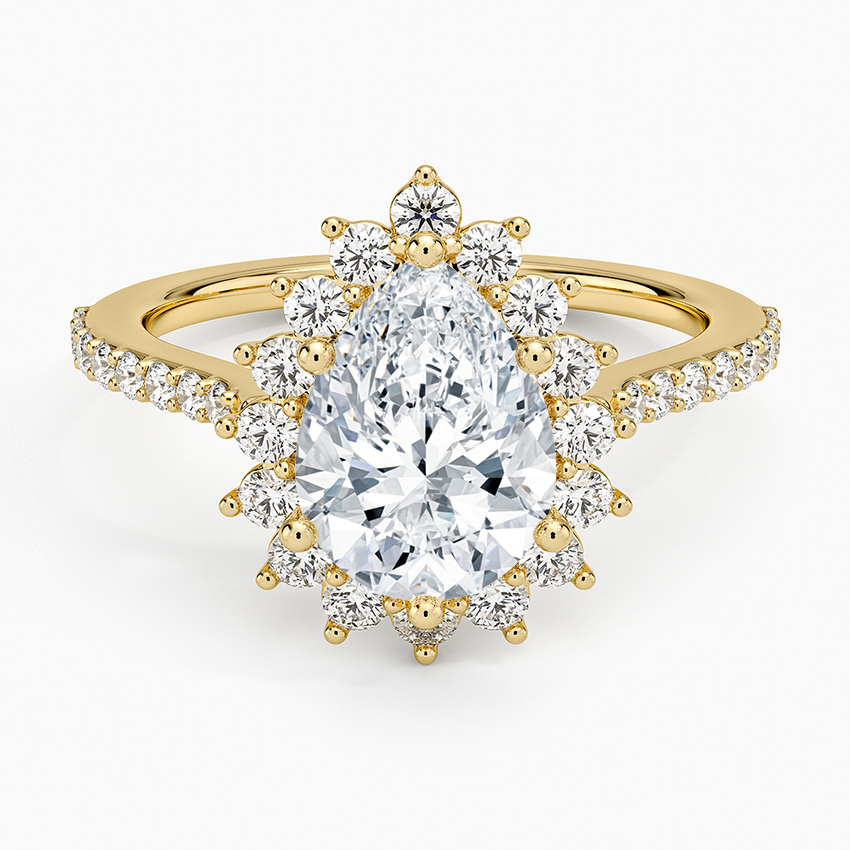 2,50 Karat Damla Halo Tasarım Tektaş Laboratuvar Pırlanta Yüzük 18K -Seraphina - Bold Diamonds
