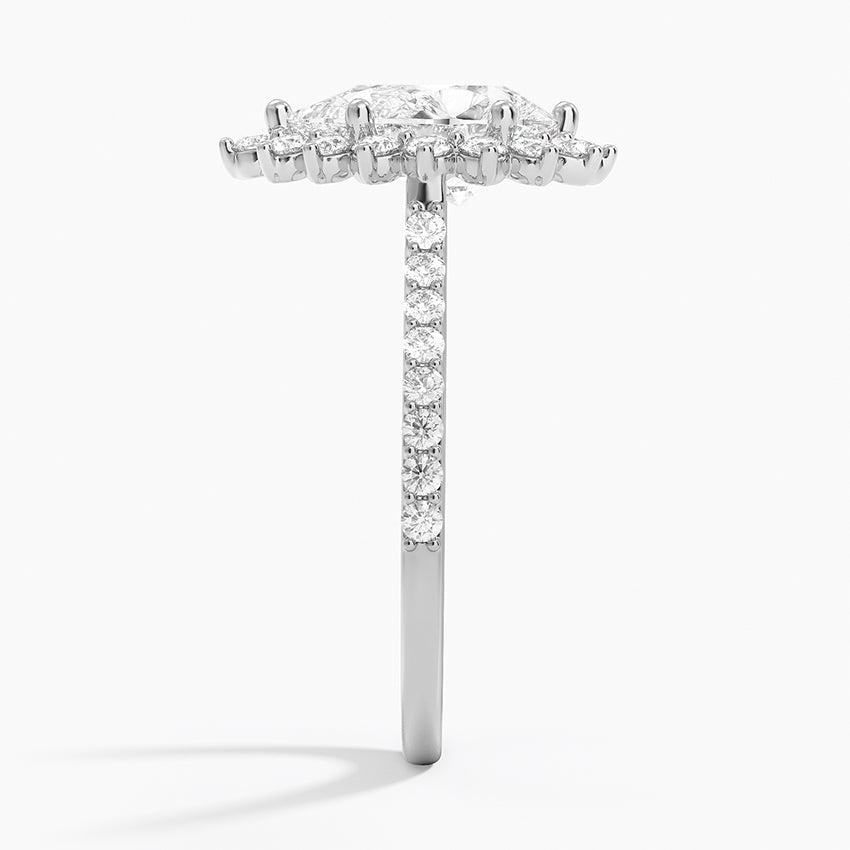 2,50 Karat Damla Halo Tasarım Tektaş Laboratuvar Pırlanta Yüzük 18K -Seraphina - Bold Diamonds