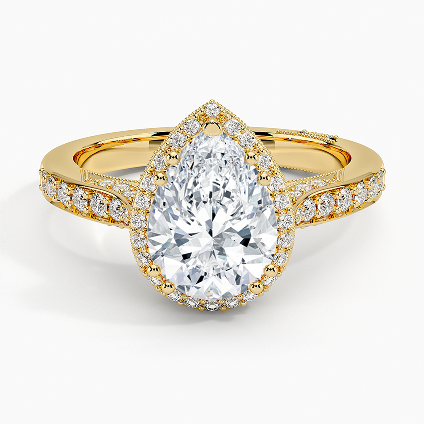 2.50 Karat Damla Halo Tasarım Tektaş Laboratuvar Pırlanta Yüzük -Clarella - Bold Diamonds
