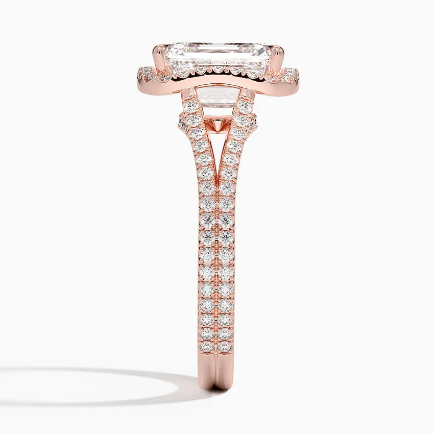2,50 Karat Emerald Halo Tasarım Tektaş Laboratuvar Pırlanta Yüzük 18K -Aurelia - Bold Diamonds