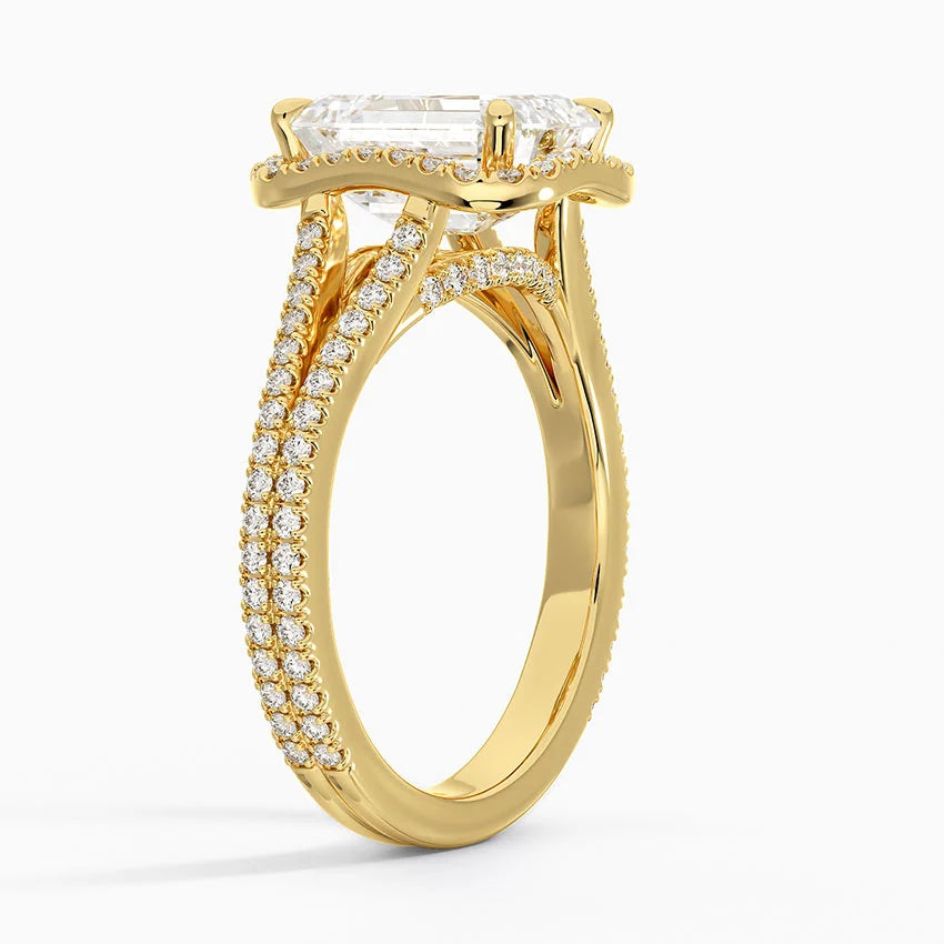 2,50 Karat Emerald Halo Tasarım Tektaş Laboratuvar Pırlanta Yüzük 18K -Aurelia - Bold Diamonds