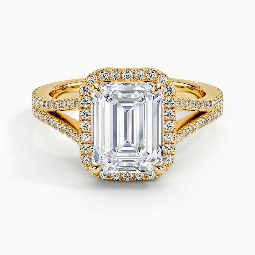 2,50 Karat Emerald Halo Tasarım Tektaş Laboratuvar Pırlanta Yüzük 18K -Aurelia - Bold Diamonds