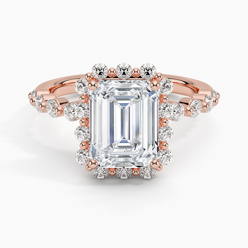 2.50 Karat Emerald Halo Tasarım Tektaş Laboratuvar Pırlanta Yüzük 18K -Mirara - Bold Diamonds
