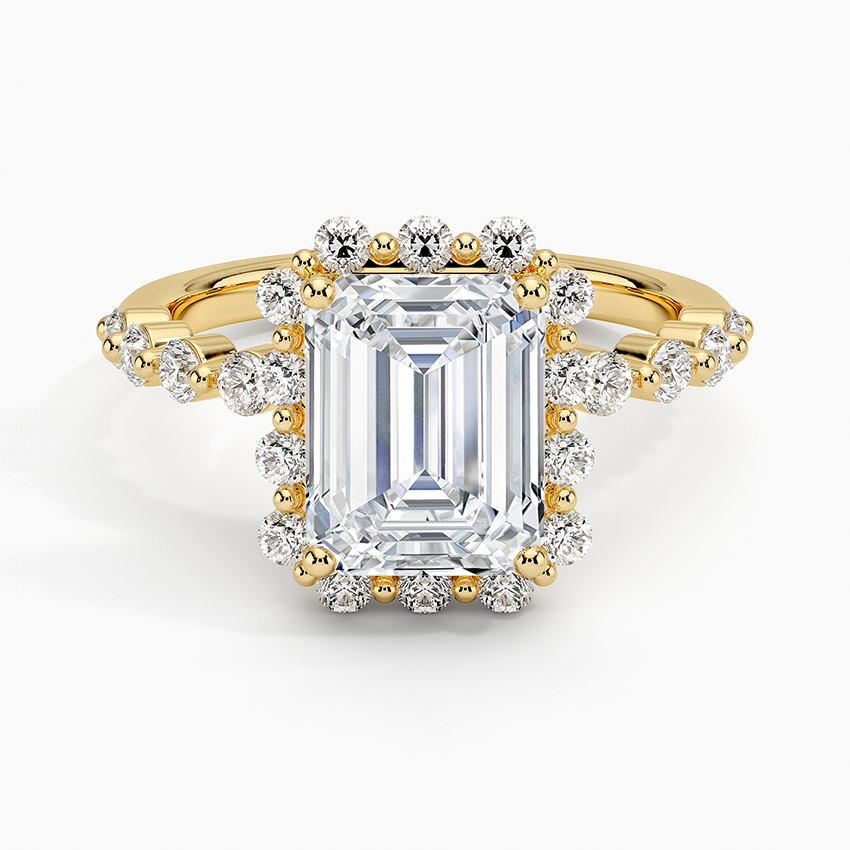 2.50 Karat Emerald Halo Tasarım Tektaş Laboratuvar Pırlanta Yüzük 18K -Mirara - Bold Diamonds