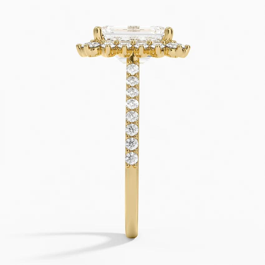 2,50 Karat Emerald Halo Tasarım Tektaş Laboratuvar Pırlanta Yüzük 18K -Seraphina - Bold Diamonds