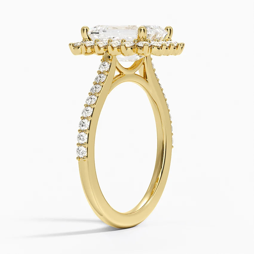 2,50 Karat Emerald Halo Tasarım Tektaş Laboratuvar Pırlanta Yüzük 18K -Seraphina - Bold Diamonds