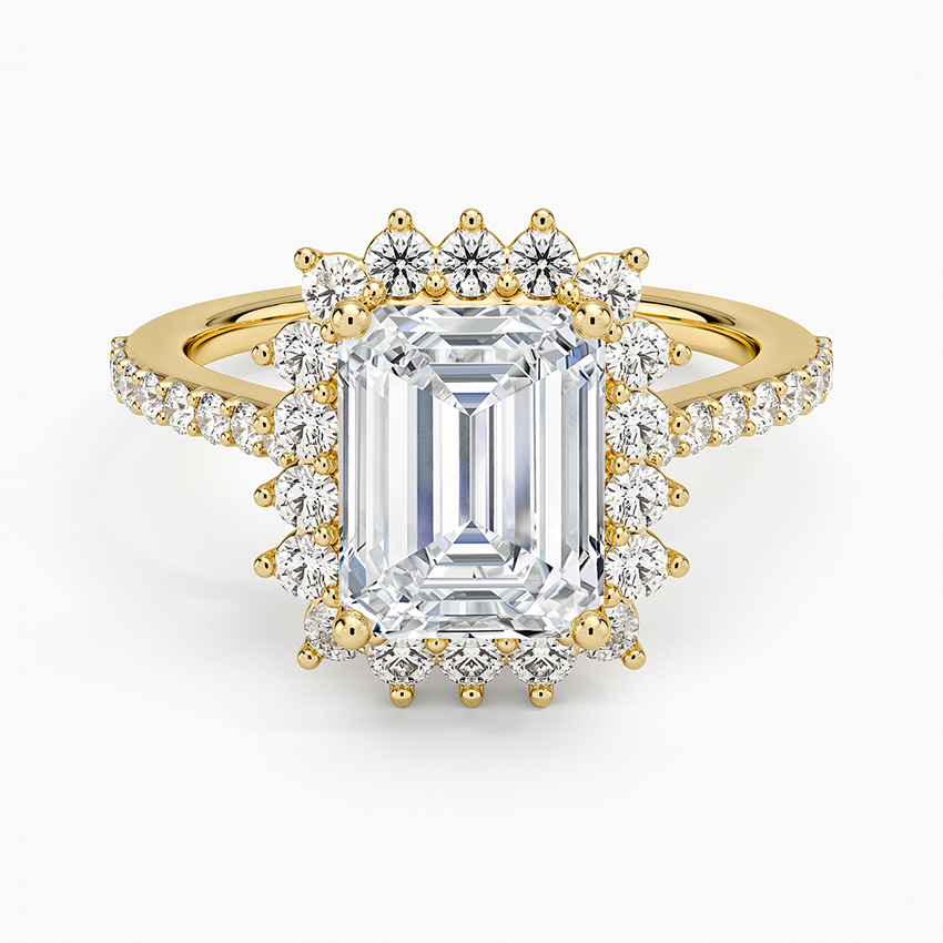 2,50 Karat Emerald Halo Tasarım Tektaş Laboratuvar Pırlanta Yüzük 18K -Seraphina - Bold Diamonds