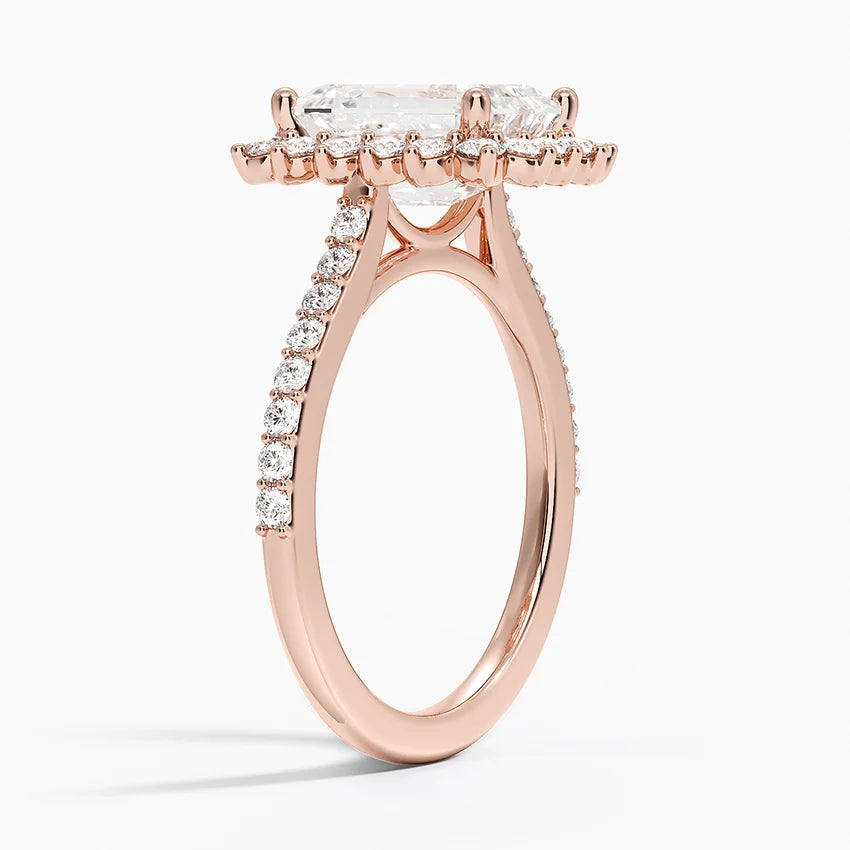 2,50 Karat Emerald Halo Tasarım Tektaş Laboratuvar Pırlanta Yüzük 18K -Seraphina - Bold Diamonds