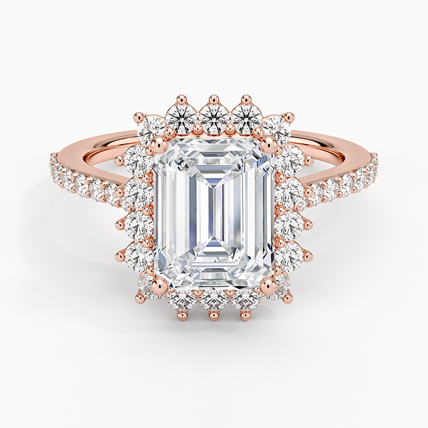 2,50 Karat Emerald Halo Tasarım Tektaş Laboratuvar Pırlanta Yüzük 18K -Seraphina - Bold Diamonds