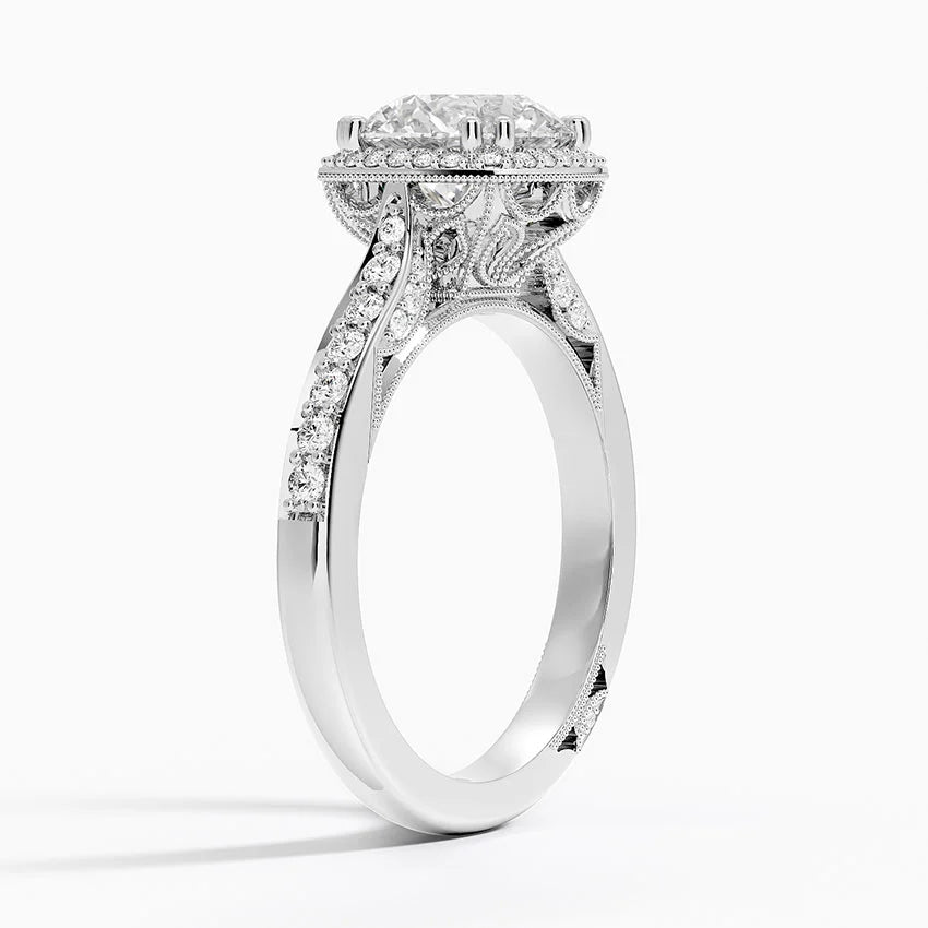 2.50 Karat Halo Tasarım Tektaş Laboratuvar Pırlanta Yüzük 18K -Clarella - Bold Diamonds