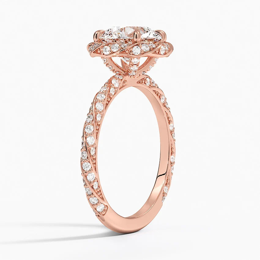 2.50 Karat Halo Tasarım Tektaş Laboratuvar Pırlanta Yüzük 18k -Elyra - Bold Diamonds