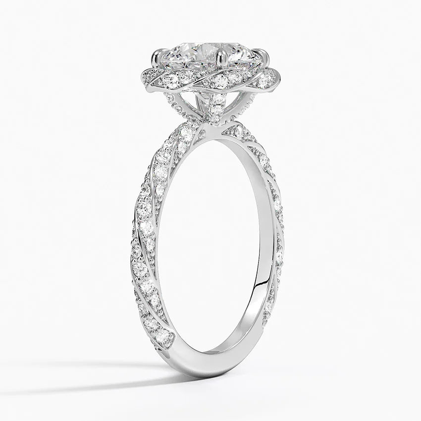 2.50 Karat Halo Tasarım Tektaş Laboratuvar Pırlanta Yüzük 18k -Elyra - Bold Diamonds