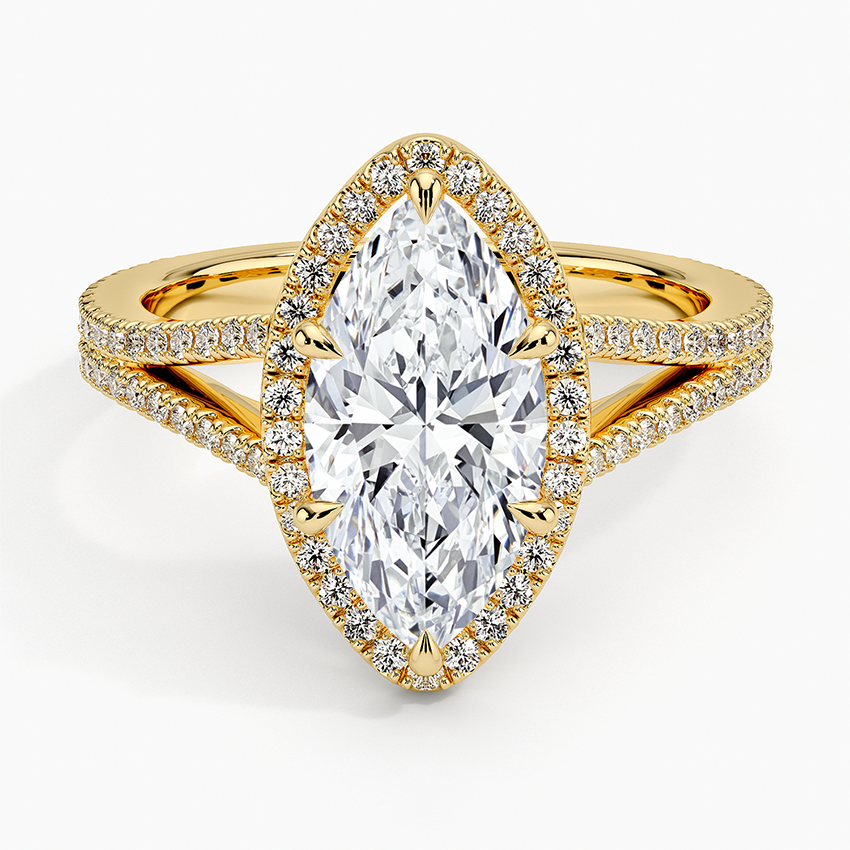 2,50 Karat Marquise Halo Tasarım Tektaş Laboratuvar Pırlanta Yüzük 18K - Aurelia - Bold Diamonds