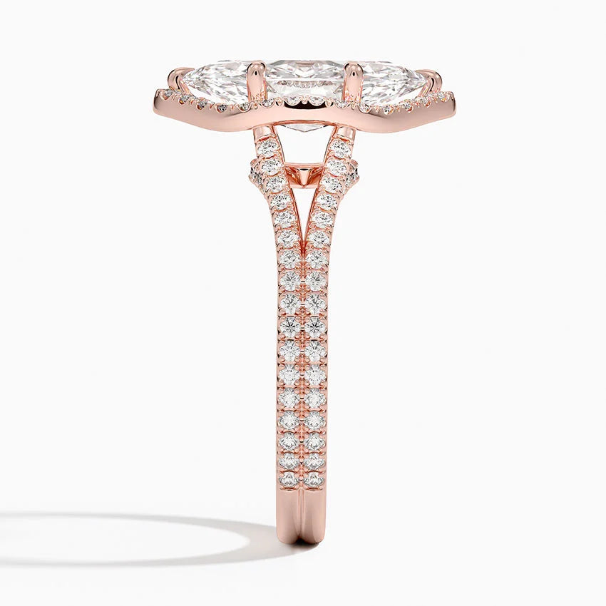 2,50 Karat Marquise Halo Tasarım Tektaş Laboratuvar Pırlanta Yüzük 18K - Aurelia - Bold Diamonds