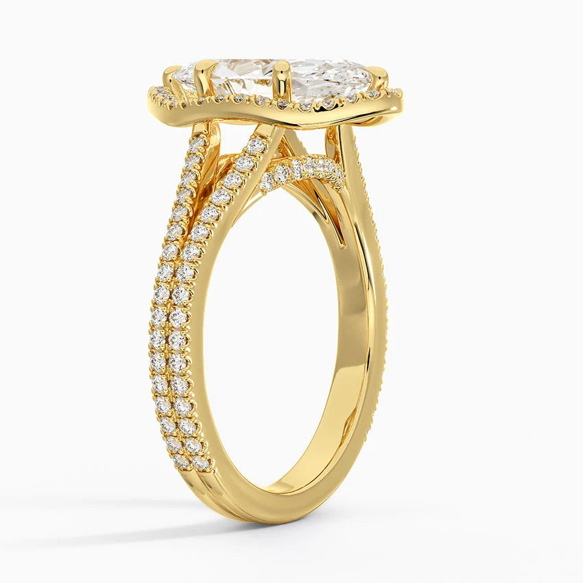 2,50 Karat Marquise Halo Tasarım Tektaş Laboratuvar Pırlanta Yüzük 18K - Aurelia - Bold Diamonds