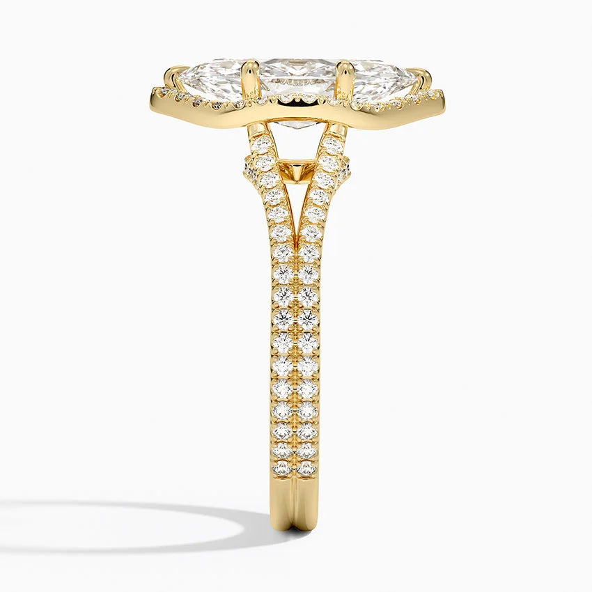 2,50 Karat Marquise Halo Tasarım Tektaş Laboratuvar Pırlanta Yüzük 18K - Aurelia - Bold Diamonds