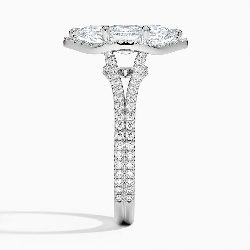 2,50 Karat Marquise Halo Tasarım Tektaş Laboratuvar Pırlanta Yüzük 18K - Aurelia - Bold Diamonds
