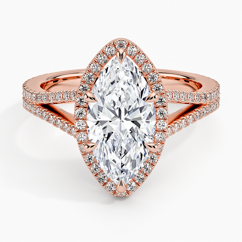 2,50 Karat Marquise Halo Tasarım Tektaş Laboratuvar Pırlanta Yüzük 18K - Aurelia - Bold Diamonds
