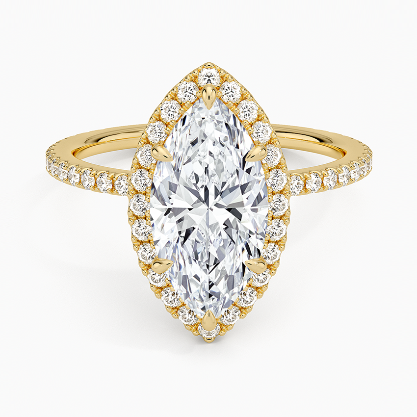 2,50 Karat Marquise Halo Tasarım Tektaş Laboratuvar Pırlanta Yüzük 18K - Celestia - Bold Diamonds