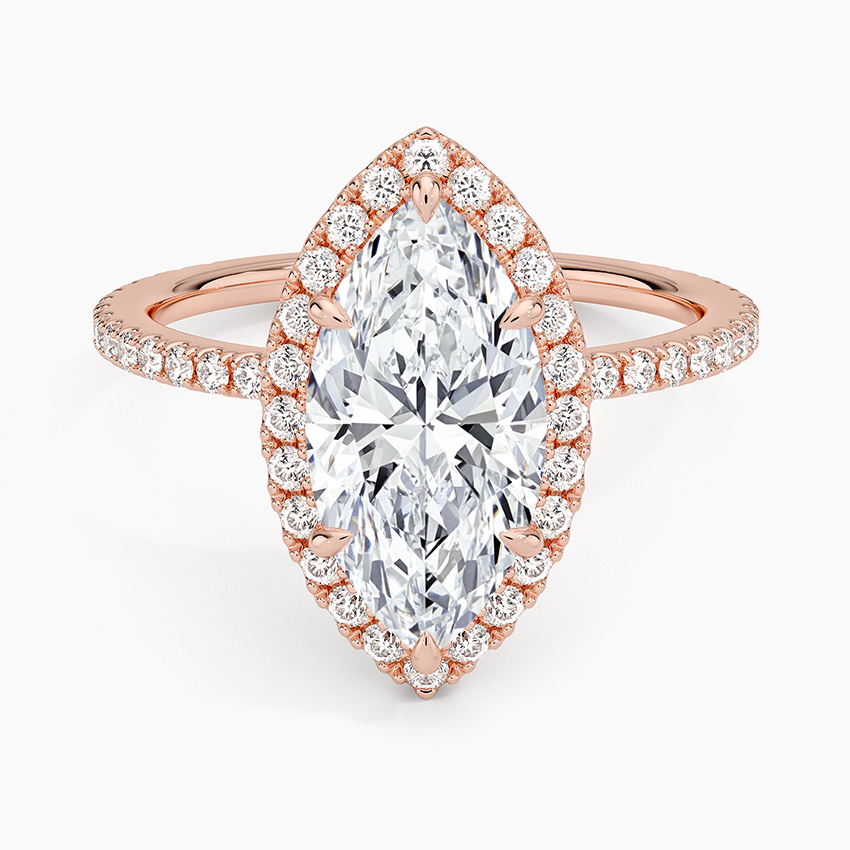 2,50 Karat Marquise Halo Tasarım Tektaş Laboratuvar Pırlanta Yüzük 18K - Celestia - Bold Diamonds