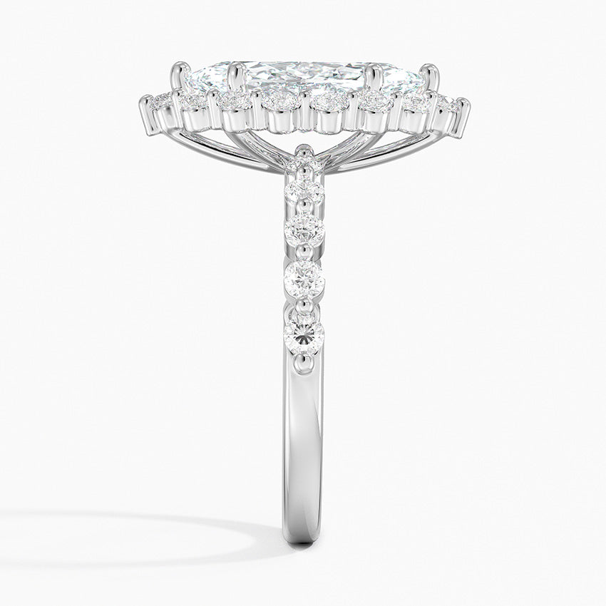 2.50 Karat Marquise Halo Tasarım Tektaş Laboratuvar Pırlanta Yüzük 18K -Mirara - Bold Diamonds