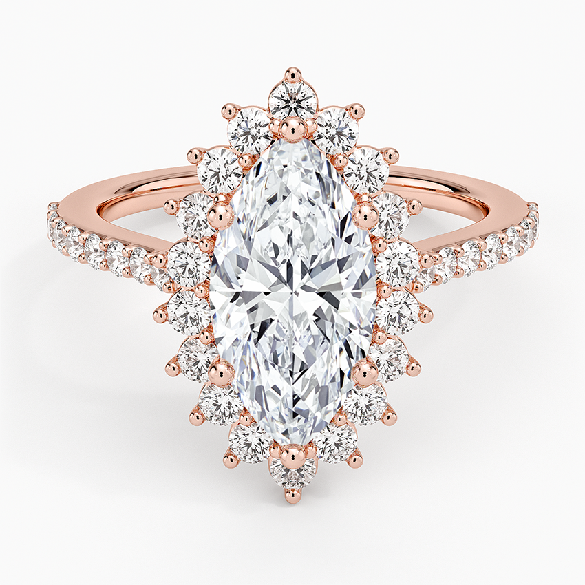 2,50 Karat Marquise Halo Tasarım Tektaş Laboratuvar Pırlanta Yüzük 18K -Seraphina - Bold Diamonds