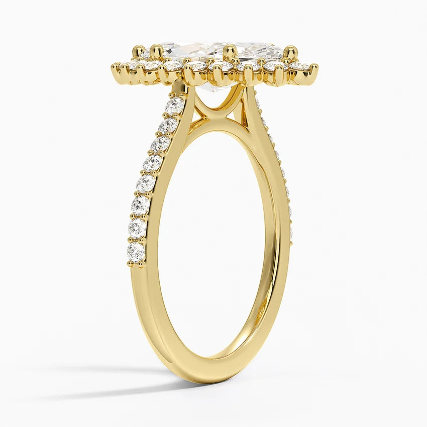 2,50 Karat Marquise Halo Tasarım Tektaş Laboratuvar Pırlanta Yüzük 18K -Seraphina - Bold Diamonds