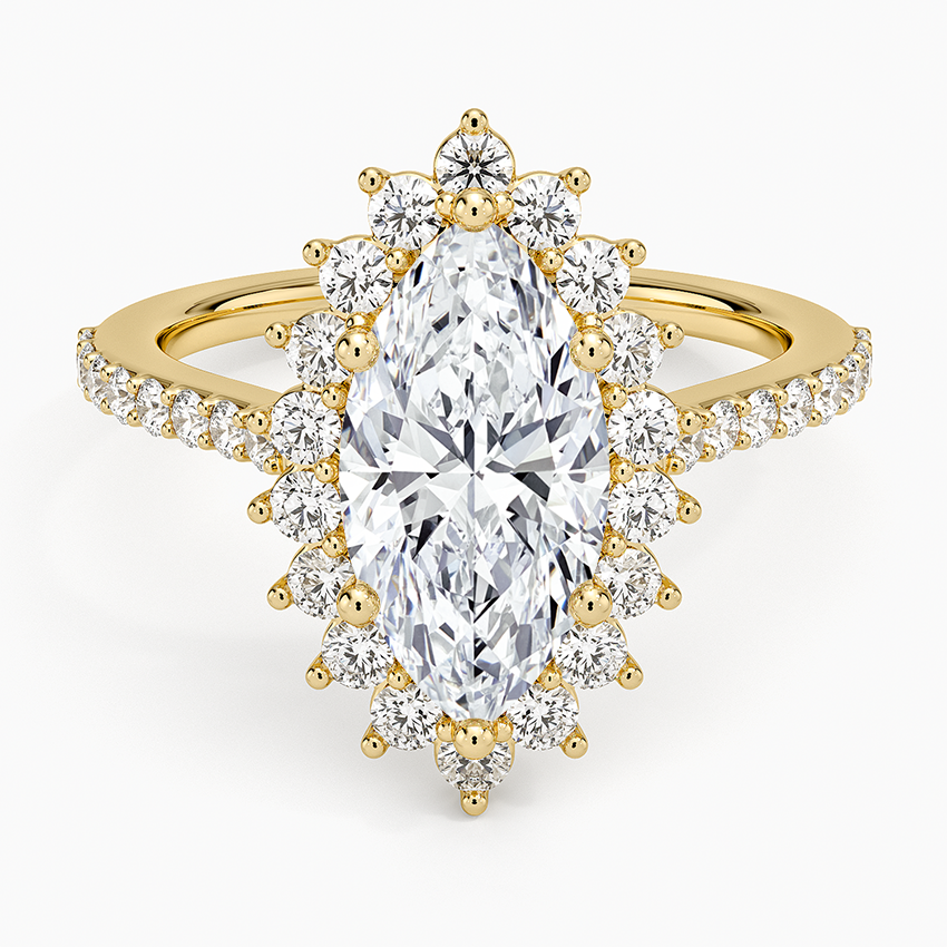 2,50 Karat Marquise Halo Tasarım Tektaş Laboratuvar Pırlanta Yüzük 18K -Seraphina - Bold Diamonds