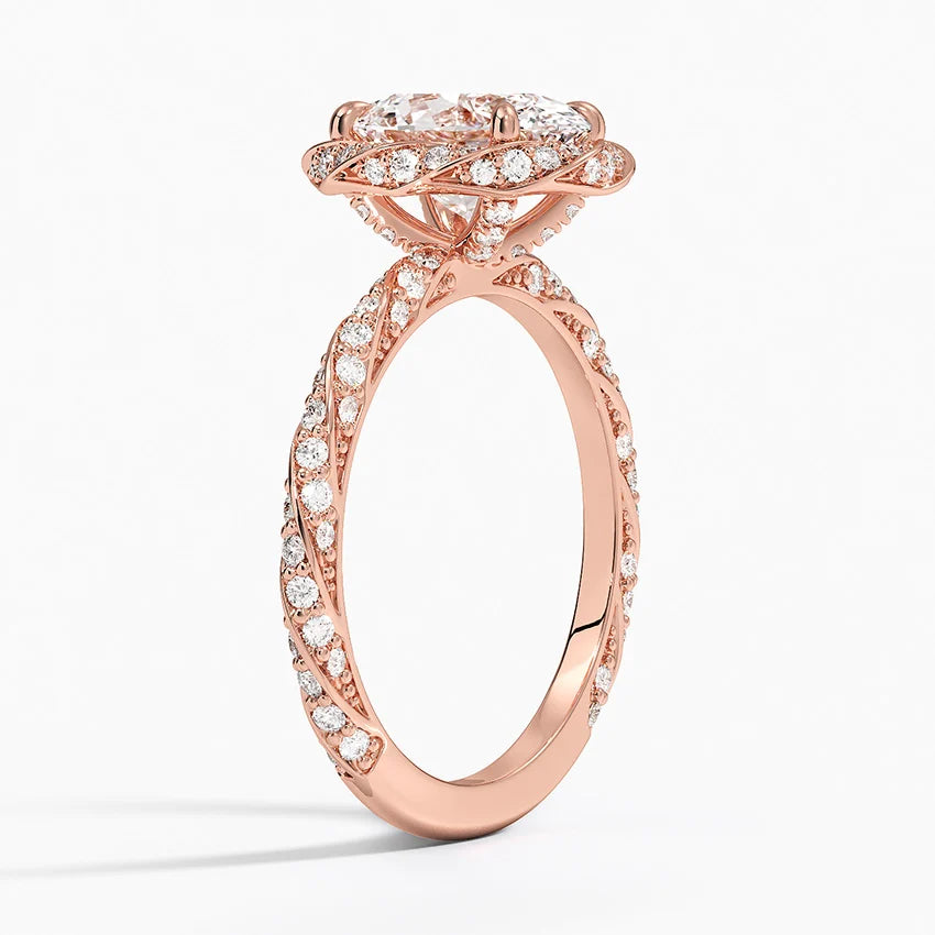 2.50 Karat Oval Halo Tasarım Tektaş Laboratuvar Pırlanta Yüzük 18k -Elyra - Bold Diamonds