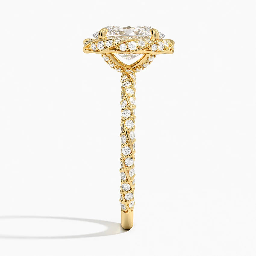 2.50 Karat Oval Halo Tasarım Tektaş Laboratuvar Pırlanta Yüzük 18k -Elyra - Bold Diamonds