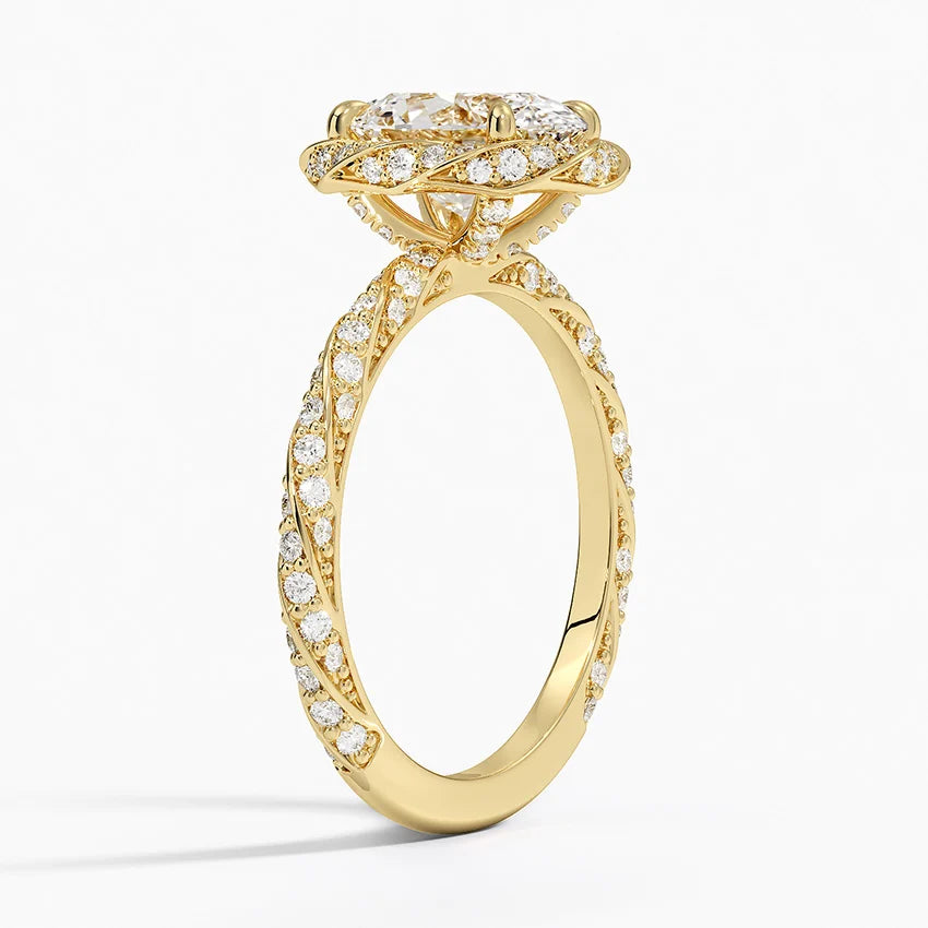 2.50 Karat Oval Halo Tasarım Tektaş Laboratuvar Pırlanta Yüzük 18k -Elyra - Bold Diamonds