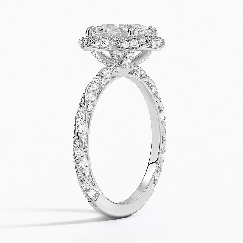2.50 Karat Oval Halo Tasarım Tektaş Laboratuvar Pırlanta Yüzük 18k -Elyra - Bold Diamonds