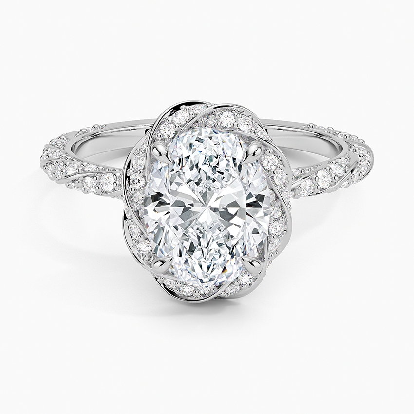 2.50 Karat Oval Halo Tasarım Tektaş Laboratuvar Pırlanta Yüzük 18k -Elyra - Bold Diamonds